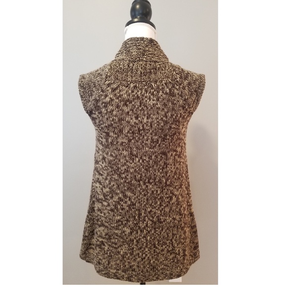 Brown/Tan One-Button Wrap Cardigan - Picture 4 of 5
